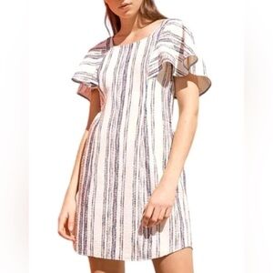 Akemi + Kin by Anthropologie Sz Large Jovanie Coastal Flutter Sleeve Dress